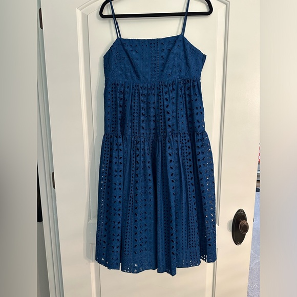 Women’s J.Crew Tie-back Tiered Eyelet Dress - Picture 1 of 4